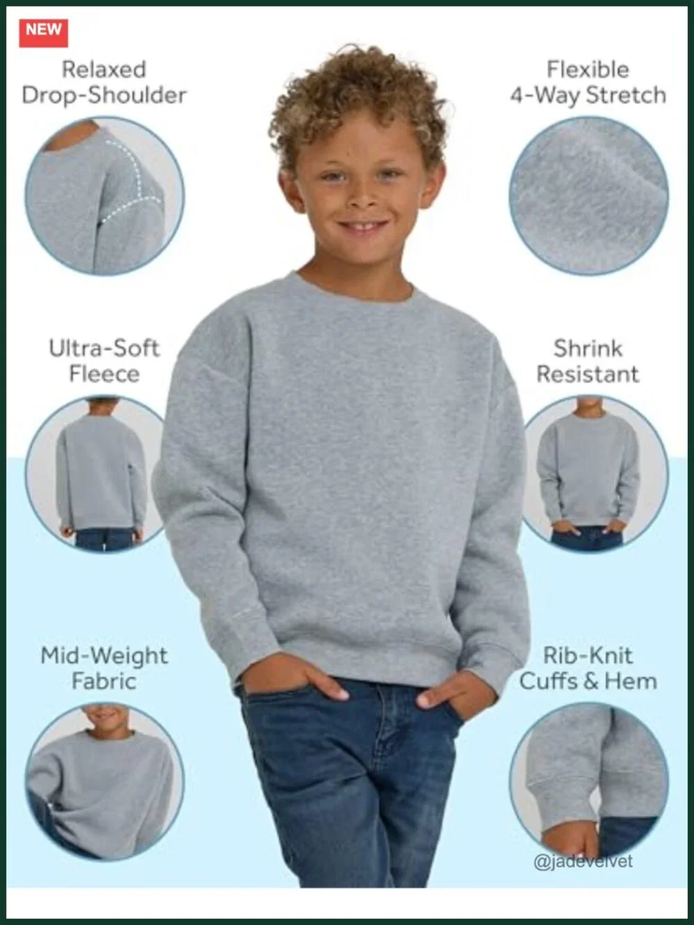 3-Pack Boys Long Sleeve Fleece Crewneck Sweatshirts Pullover